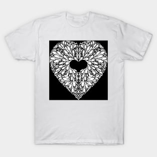 Black and White Blossoming Heart T-Shirt